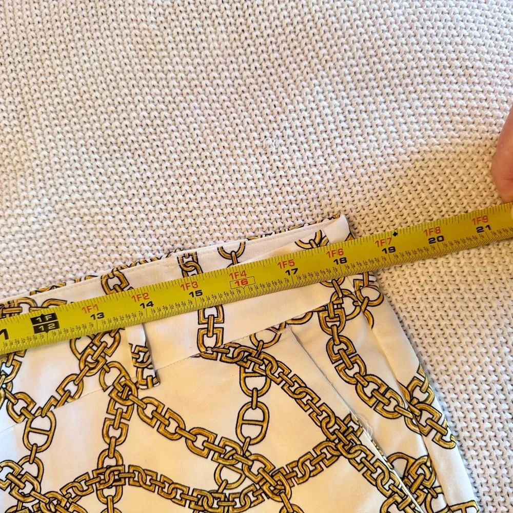 MICHAEL KORS Stretchy White & Gold Chain Print Skinny Pants